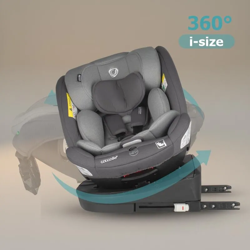 i-Size car seat with Isofix Coccolle Nyota, 360° rotation with one hand, Adjustable headrest, Removable cover, Anti-rebound system, Pozitie somn, 40-150 cm, 0-12 ani, R129 approved, Diamond black