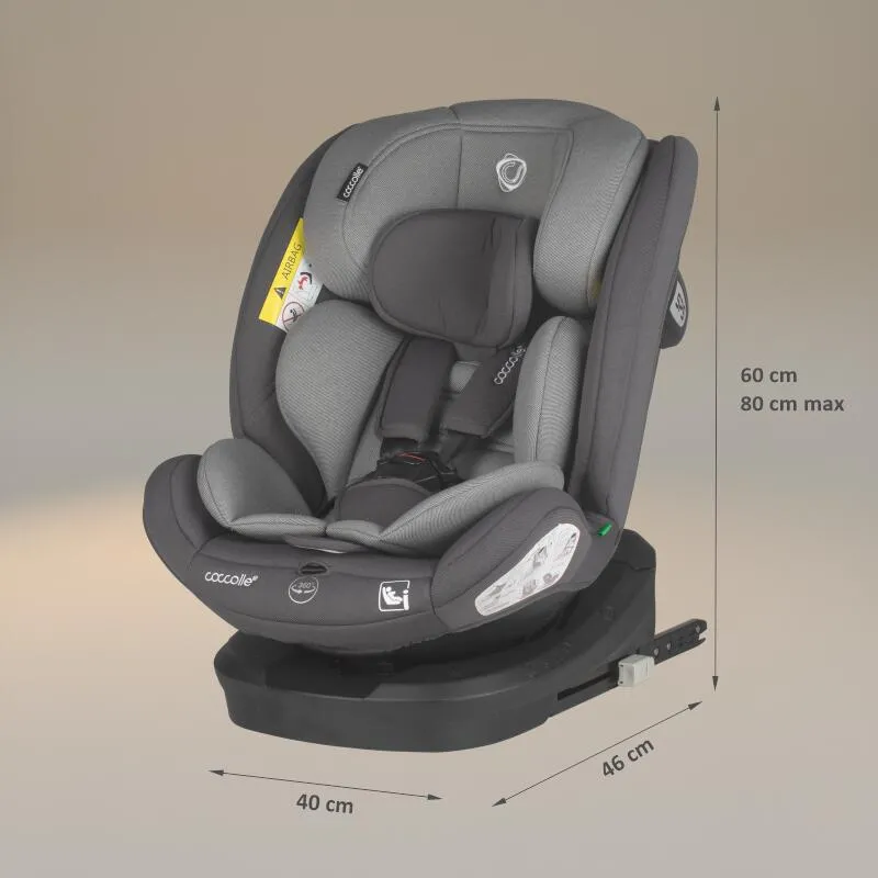 i-Size car seat with Isofix Coccolle Nyota, 360° rotation with one hand, Adjustable headrest, Removable cover, Anti-rebound system, Pozitie somn, 40-150 cm, 0-12 ani, R129 approved, Diamond black