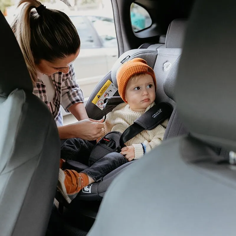 i-Size car seat with Isofix Coccolle Nyota, 360° rotation with one hand, Adjustable headrest, Removable cover, Anti-rebound system, Pozitie somn, 40-150 cm, 0-12 ani, R129 approved, Moonlit Grey