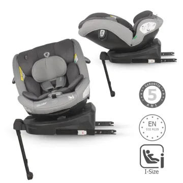 Coccolle i-Size car seat Sidra Premium Line, rotating with Isofix, Adjustable headrest, Pozitie somn, Removable cover, Anti-rebound system, Picior de fixare, 40-150 cm, 0-12 ani, Moonlit Grey