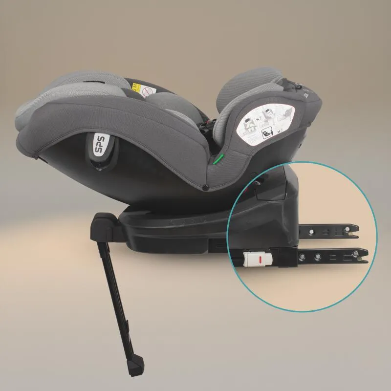 Coccolle i-Size car seat Sidra Premium Line, rotating with Isofix, Adjustable headrest, Pozitie somn, Removable cover, Anti-rebound system, Picior de fixare, 40-150 cm, 0-12 ani, Diamond black
