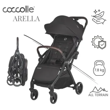 Sport stroller with automatic compact folding Coccolle Arella, Aluminium frame, Detachable wheels, Adjustable backrest, UV protection, Extendable canopy, Ventilatie, Max load 22 kg, Jet Black
