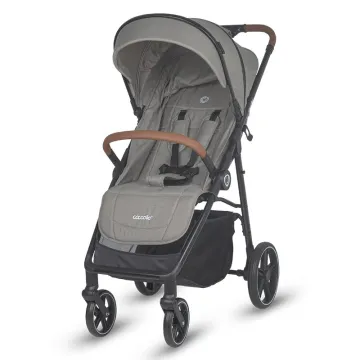 Sport stroller with automatic folding and pozitie de somn Coccolle Finley, Large wheels detachable, Adjustable backrest, UV protection, XXL canopy extensibila with ventilatie, Footmuff, Sand Beige-Grey