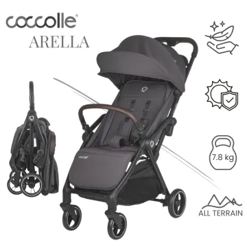 Sport stroller with automatic compact folding Coccolle Arella, Aluminium frame, Detachable wheels, Adjustable backrest, UV protection, Extendable canopy, Ventilatie, Max load 22 kg, Dark Pearl