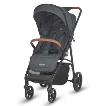 Sport stroller with automatic folding and pozitie de somn Coccolle Finley, Large wheels detachable, Adjustable backrest, UV protection, XXL canopy extensibila with ventilatie, Footmuff, Jet Black