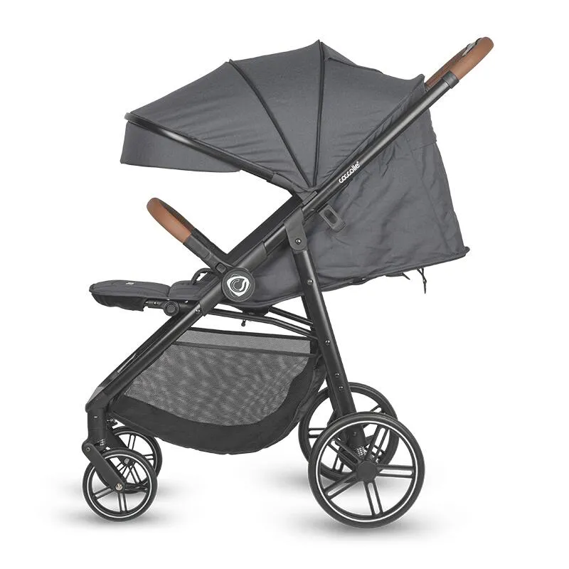 Sport stroller with automatic folding and pozitie de somn Coccolle Finley, Large wheels detachable, Adjustable backrest, UV protection, XXL canopy extensibila with ventilatie, Footmuff, Jet Black