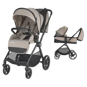2-in-1 stroller Coccolle Lissia Premium Line, Large wheels, Aluminium frame anodized, XXL canopy, Telescopic handle, Backpack, Rain cover, Footmuff, Antibacterial-treated bassinet, Butternut Beige