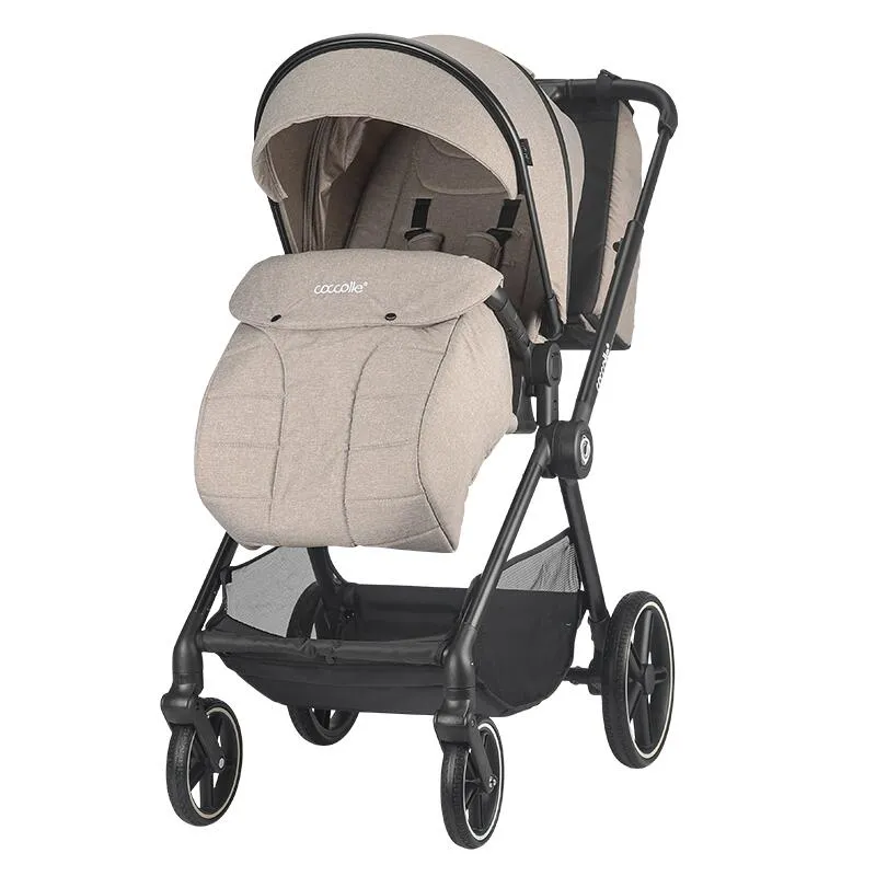 2-in-1 stroller Coccolle Lissia Premium Line, Large wheels, Aluminium frame anodized, XXL canopy, Telescopic handle, Backpack, Rain cover, Footmuff, Antibacterial-treated bassinet, Butternut Beige