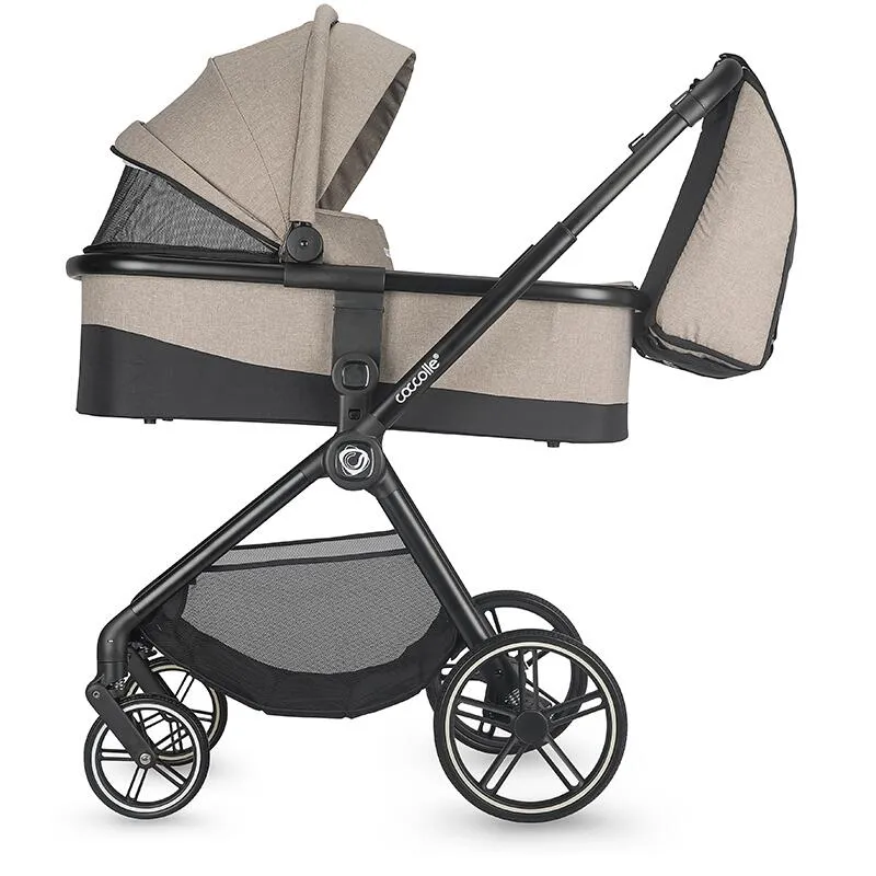 2-in-1 stroller Coccolle Lissia Premium Line, Large wheels, Aluminium frame anodized, XXL canopy, Telescopic handle, Backpack, Rain cover, Footmuff, Antibacterial-treated bassinet, Butternut Beige