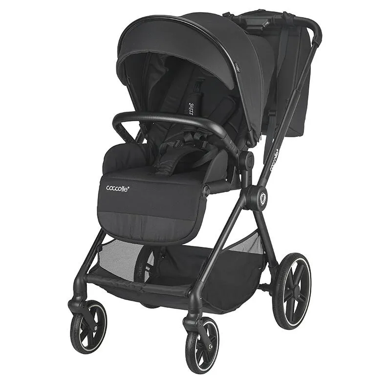 2-in-1 stroller Coccolle Lissia Premium Line, Large wheels, Aluminium frame anodized, XXL canopy, Telescopic handle, Backpack, Rain cover, Footmuff, Antibacterial-treated bassinet, Anthracite
