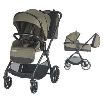 2-in-1 stroller Coccolle Lissia Premium Line, Large wheels, Aluminium frame anodized, XXL canopy, Telescopic handle, Backpack, Rain cover, Footmuff, Antibacterial-treated bassinet, Moss Green