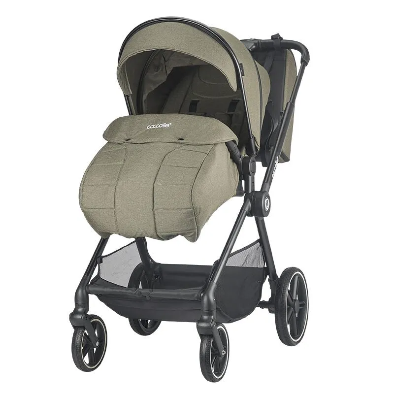 2-in-1 stroller Coccolle Lissia Premium Line, Large wheels, Aluminium frame anodized, XXL canopy, Telescopic handle, Backpack, Rain cover, Footmuff, Antibacterial-treated bassinet, Moss Green