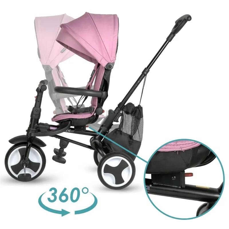 Ultra-foldable tricycle Coccolle Spectra Plus Premium Line, Reversible seat, XXL canopy, Accessory tray, 2 footrest sets, Freewheel system, Rubber wheels EVA, Orchid Violet