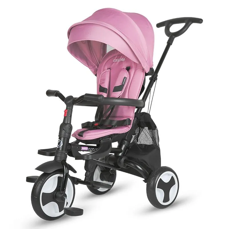 Ultra-foldable tricycle Coccolle Spectra Plus Premium Line, Reversible seat, XXL canopy, Accessory tray, 2 footrest sets, Freewheel system, Rubber wheels EVA, Orchid Violet