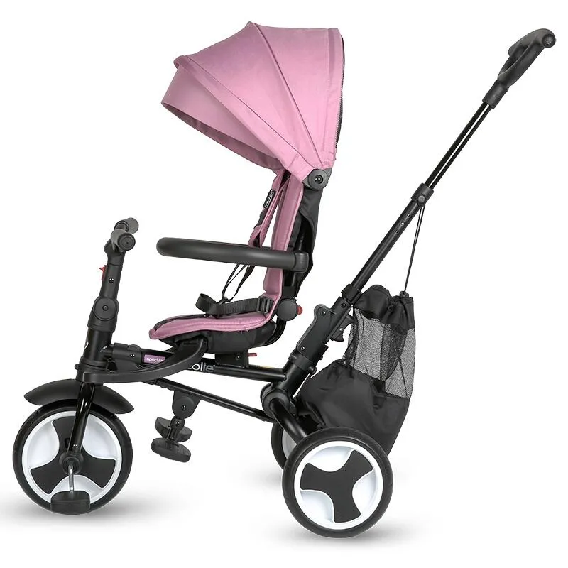 Ultra-foldable tricycle Coccolle Spectra Plus Premium Line, Reversible seat, XXL canopy, Accessory tray, 2 footrest sets, Freewheel system, Rubber wheels EVA, Orchid Violet