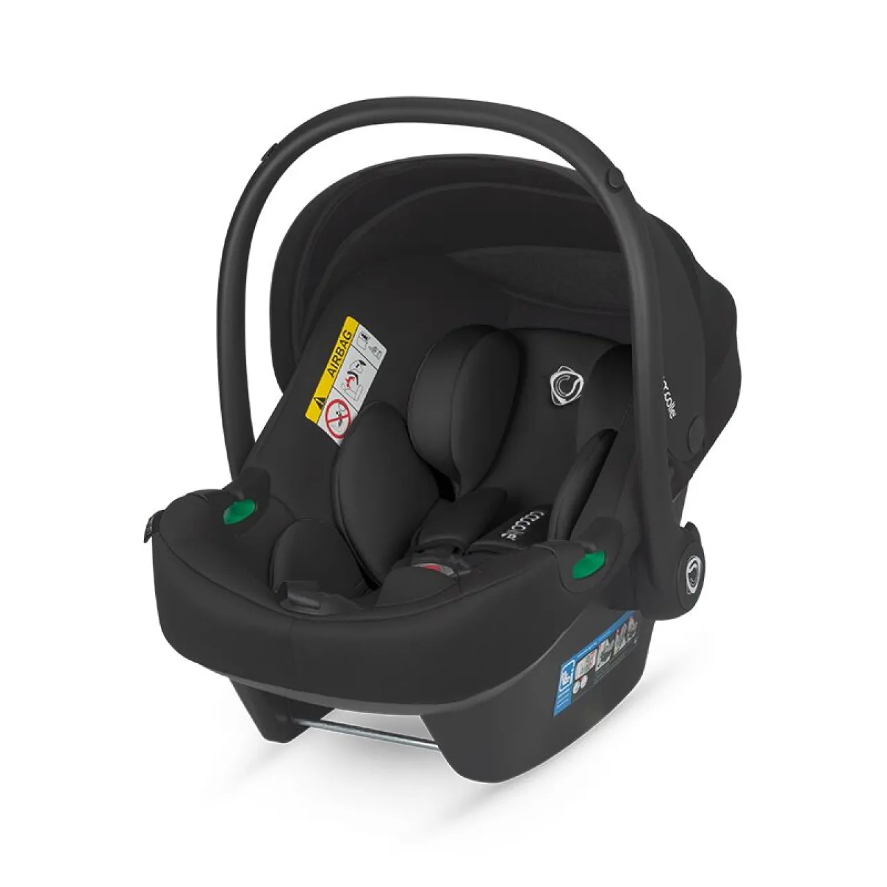 R129-approved infant car seat Coccolle Knox iSize, for children 40-87 cm, Newborn insert and mini headrest in memory foam, Adjustable handle, Compatible with Coccolle Isofix base, Black