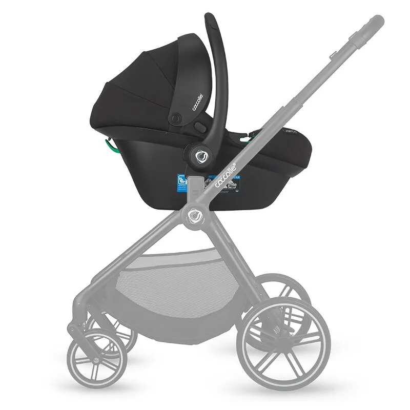 R129-approved infant car seat Coccolle Knox iSize, for children 40-87 cm, Newborn insert and mini headrest in memory foam, Adjustable handle, Compatible with Coccolle Isofix base, Black