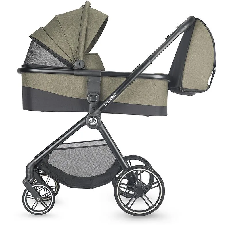 Modular 3-in-1 stroller Coccolle Lissia Moss Green with i-Size infant car seat Coccolle Knox Black