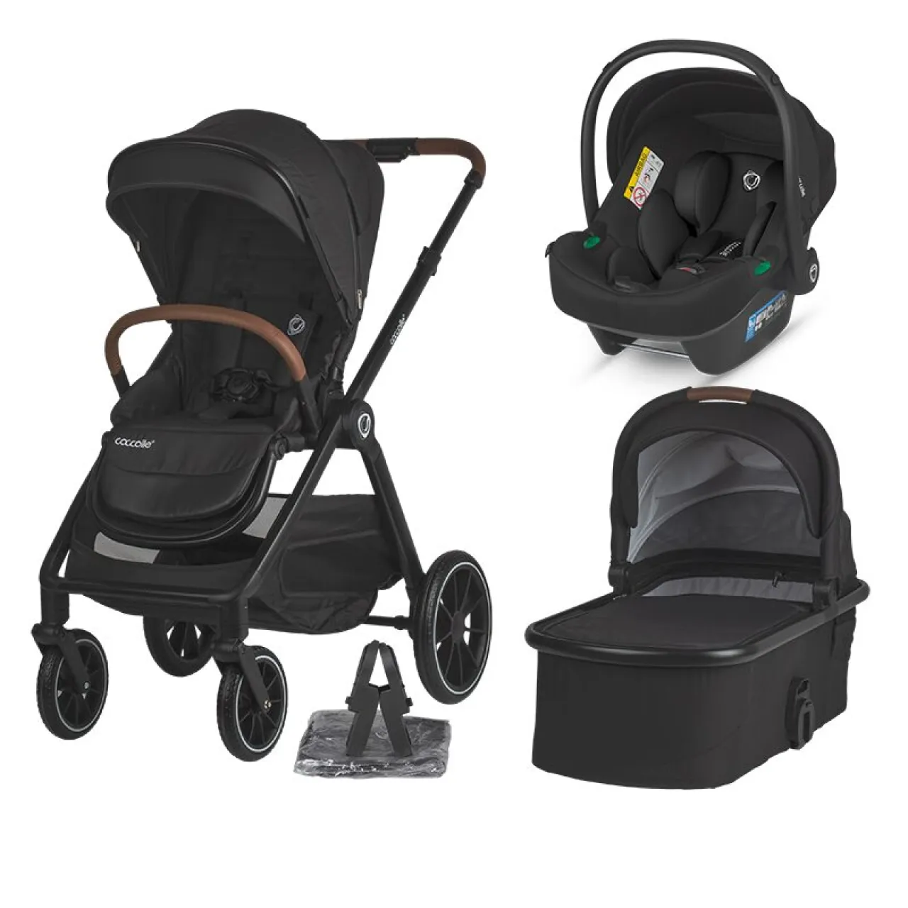Modular 3-in-1 system Coccolle Aspen Jet Black with i-Size infant car seat Coccolle Knox Black