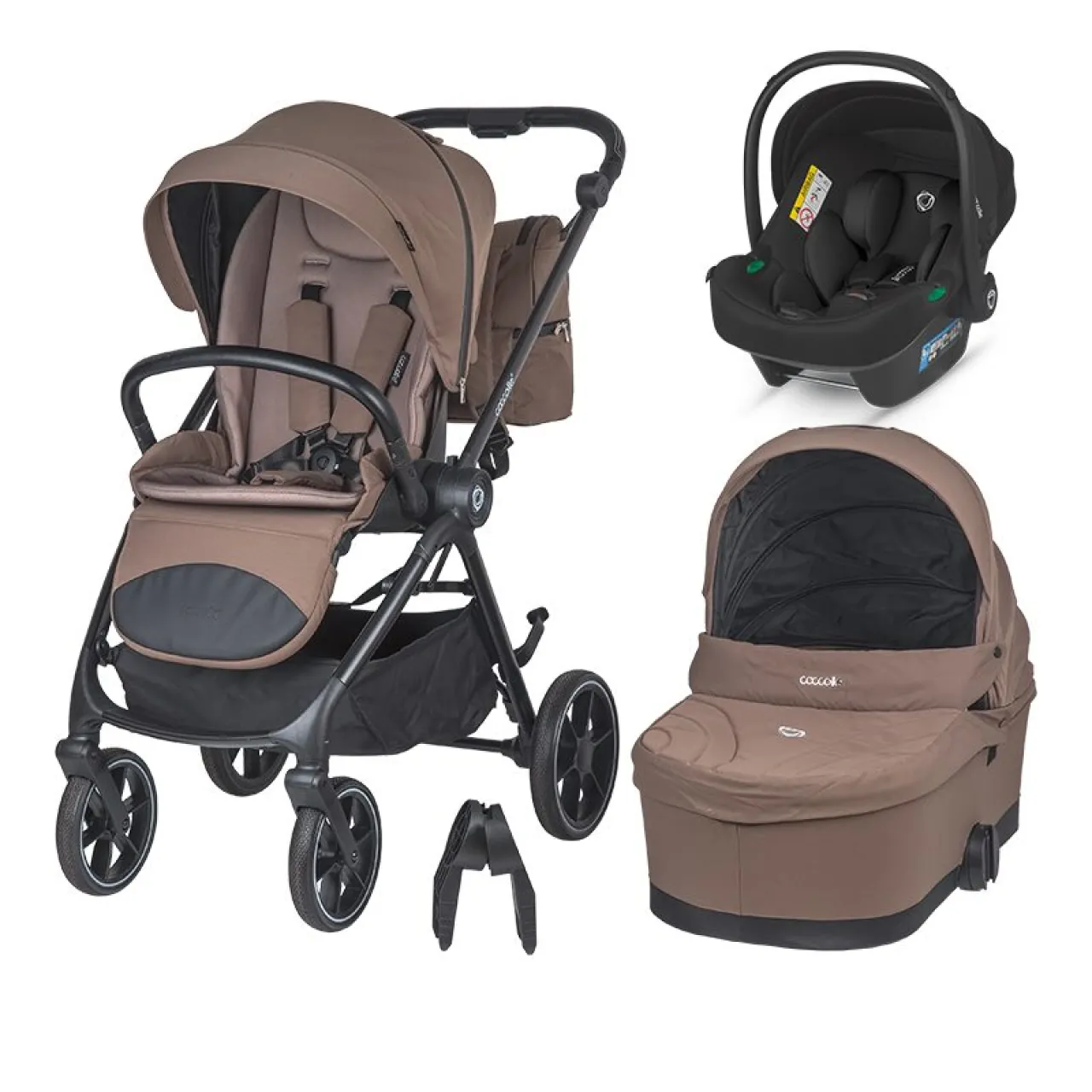 Modular 3-in-1 stroller Coccolle Serry Light Taupe with i-Size infant car seat Coccolle Knox Black