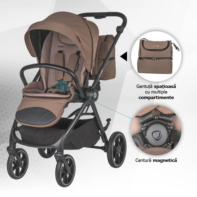 Modular 3-in-1 stroller Coccolle Serry Light Taupe with i-Size infant car seat Coccolle Knox Black