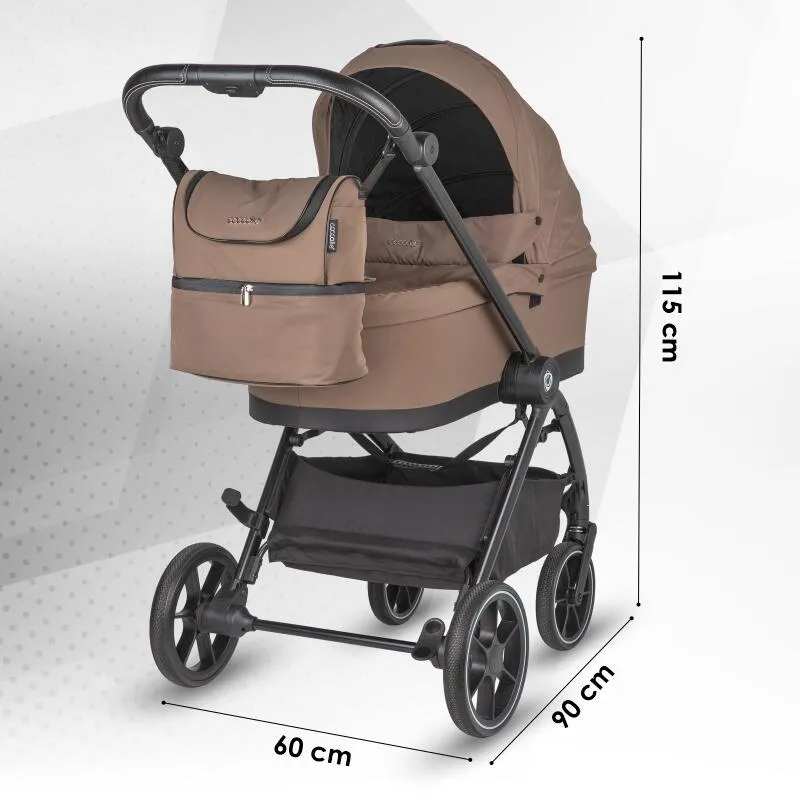 Modular 3-in-1 stroller Coccolle Serry Light Taupe with i-Size infant car seat Coccolle Knox Black