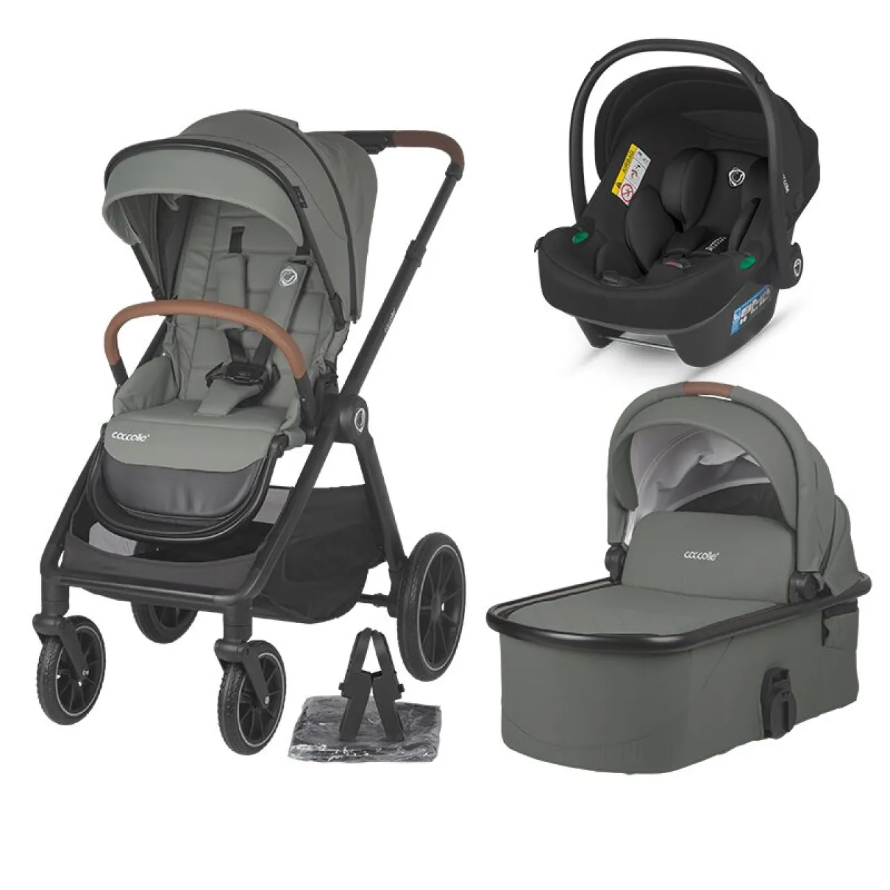 Modular 3-in-1 system Coccolle Aspen Moss Green with i-Size infant car seat Coccolle Knox Black