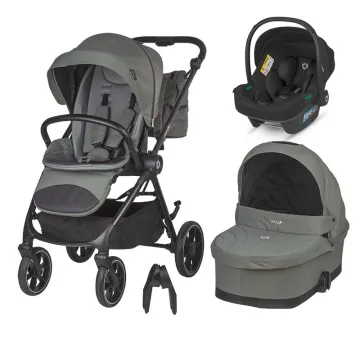 Modular 3-in-1 stroller Coccolle Serry Moss Green with i-Size infant car seat Coccolle Knox Black