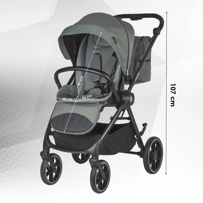 Modular 3-in-1 stroller Coccolle Serry Moss Green with i-Size infant car seat Coccolle Knox Black