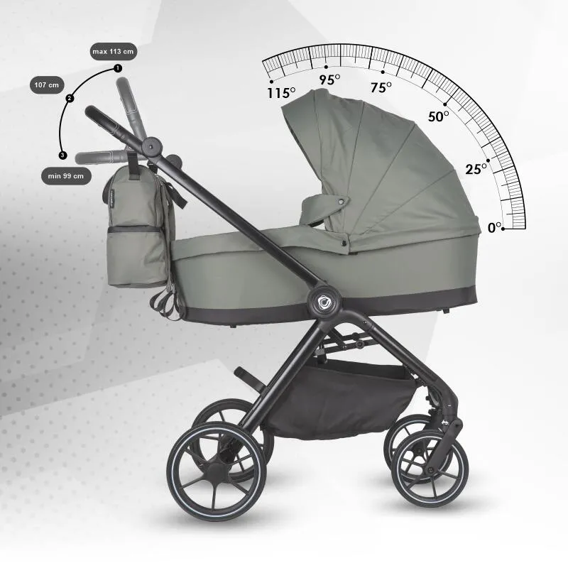 Modular 3-in-1 stroller Coccolle Serry Moss Green with i-Size infant car seat Coccolle Knox Black