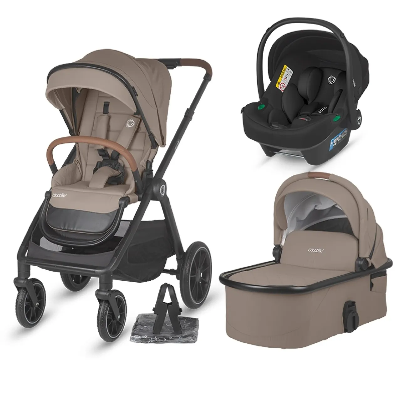 Modular 3-in-1 system Coccolle Aspen Sand Beige with i-Size infant car seat Coccolle Knox Black
