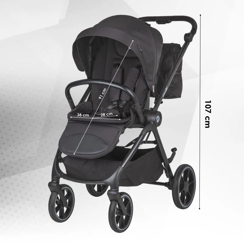 Modular 3-in-1 stroller Coccolle Serry Jet Black with i-Size infant car seat Coccolle Knox Black