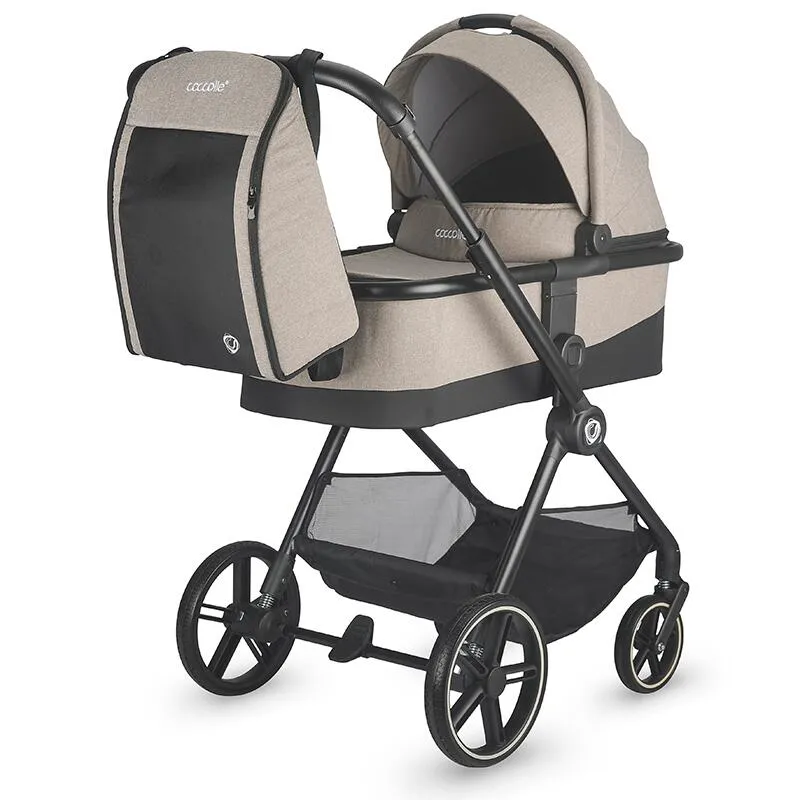 Modular 3-in-1 stroller Coccolle Lissia Butternut Beige with i-Size infant car seat Coccolle Knox Black