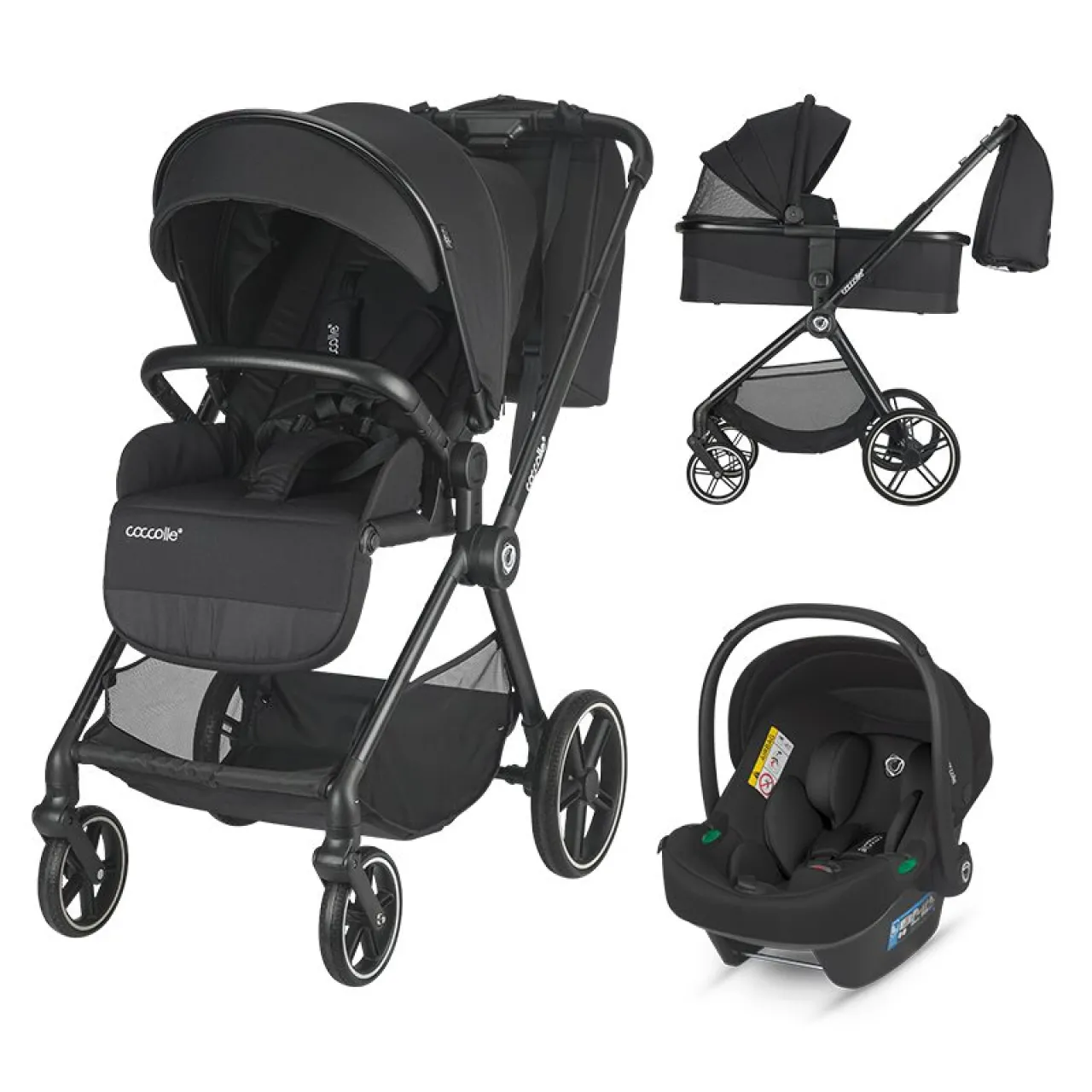 Modular 3-in-1 stroller Coccolle Lissia Anthracite with i-Size infant car seat Coccolle Knox Black