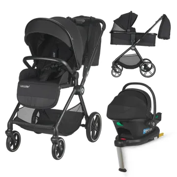 Modular 4-in-1 stroller Coccolle Lissia Anthracite with i-Size infant car seat Coccolle Knox Black and i-Size Isofix base Coccolle Knox