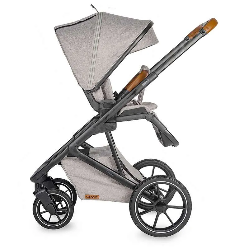 Modular 2-in-1 stroller Coccolle Nessia EN1888-2:2018 certified, Large rubber wheels with suspension, Bassinet with anti-reflux mattress, XXL canopy with UV 50+ protection, Compact fold, Lunar Rock