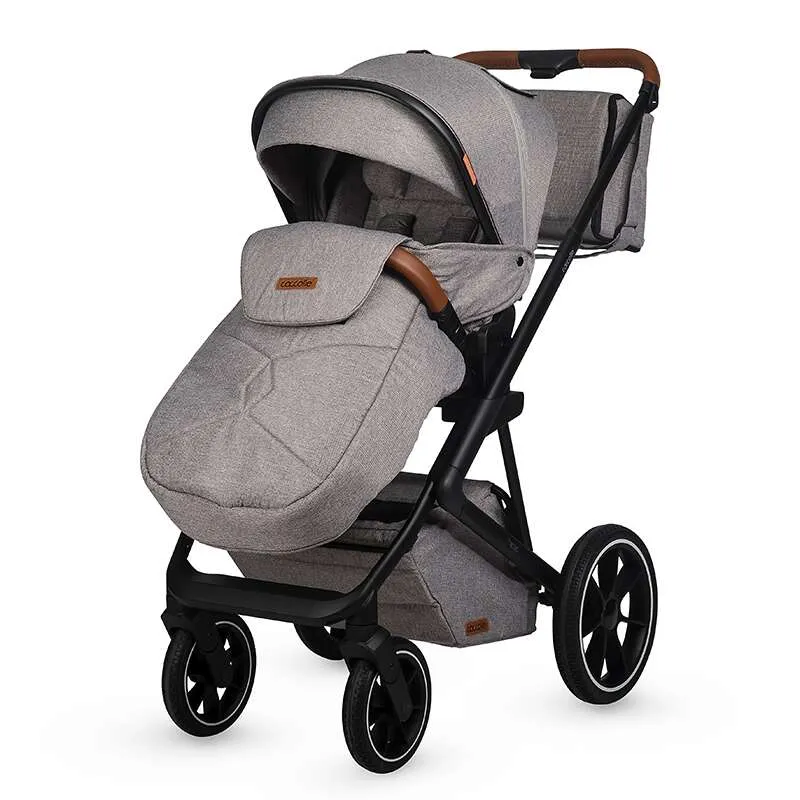 Modular 2-in-1 stroller Coccolle Nessia EN1888-2:2018 certified, Large rubber wheels with suspension, Bassinet with anti-reflux mattress, XXL canopy with UV 50+ protection, Compact fold, Lunar Rock