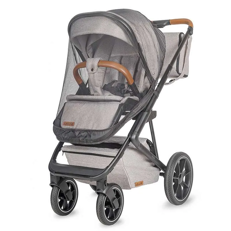 Modular 2-in-1 stroller Coccolle Nessia EN1888-2:2018 certified, Large rubber wheels with suspension, Bassinet with anti-reflux mattress, XXL canopy with UV 50+ protection, Compact fold, Lunar Rock