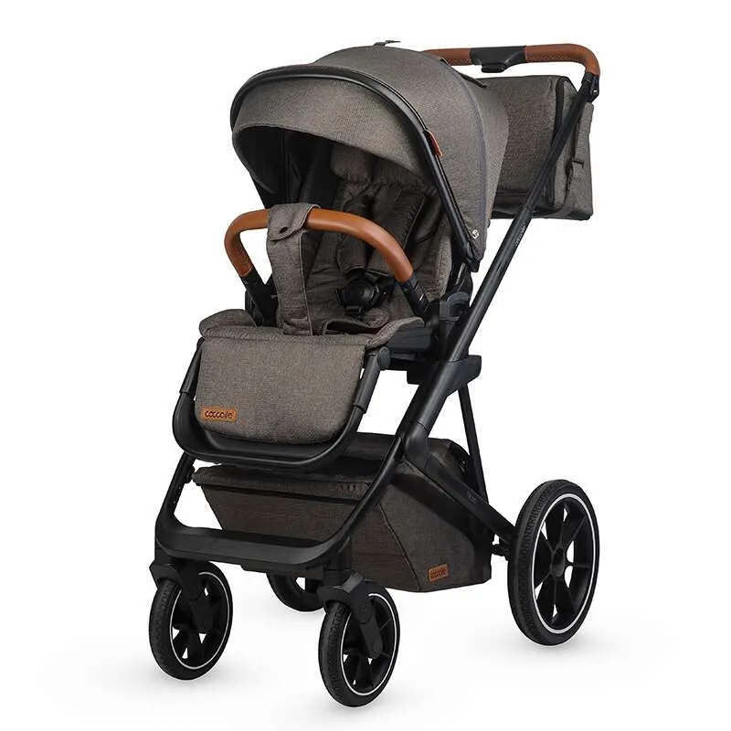 Modular 2-in-1 stroller Coccolle Nessia EN1888-2:2018 certified, Large rubber wheels with suspension, Bassinet with anti-reflux mattress, XXL canopy with UV 50+ protection, Compact fold, Anthracite