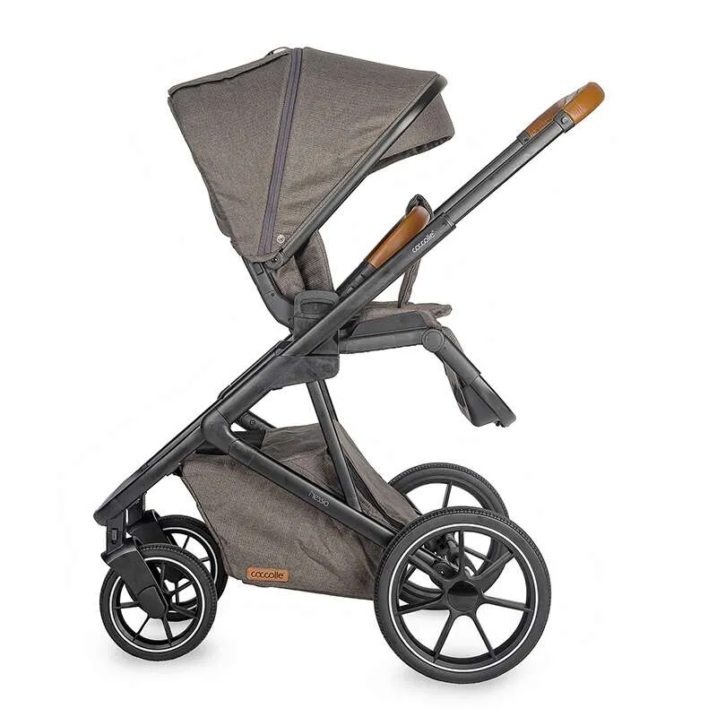 Modular 2-in-1 stroller Coccolle Nessia EN1888-2:2018 certified, Large rubber wheels with suspension, Bassinet with anti-reflux mattress, XXL canopy with UV 50+ protection, Compact fold, Anthracite