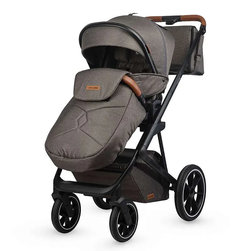 Modular 2-in-1 stroller Coccolle Nessia EN1888-2:2018 certified, Large rubber wheels with suspension, Bassinet with anti-reflux mattress, XXL canopy with UV 50+ protection, Compact fold, Anthracite