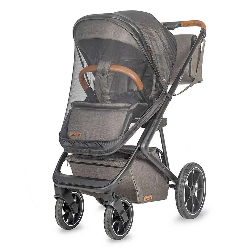 Modular 2-in-1 stroller Coccolle Nessia EN1888-2:2018 certified, Large rubber wheels with suspension, Bassinet with anti-reflux mattress, XXL canopy with UV 50+ protection, Compact fold, Anthracite
