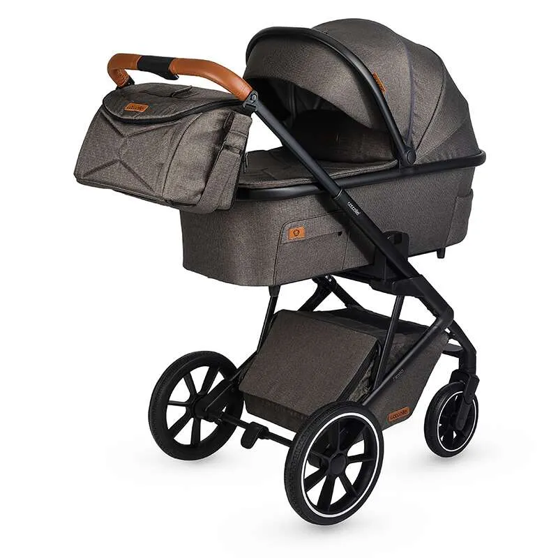 Modular 2-in-1 stroller Coccolle Nessia EN1888-2:2018 certified, Large rubber wheels with suspension, Bassinet with anti-reflux mattress, XXL canopy with UV 50+ protection, Compact fold, Anthracite