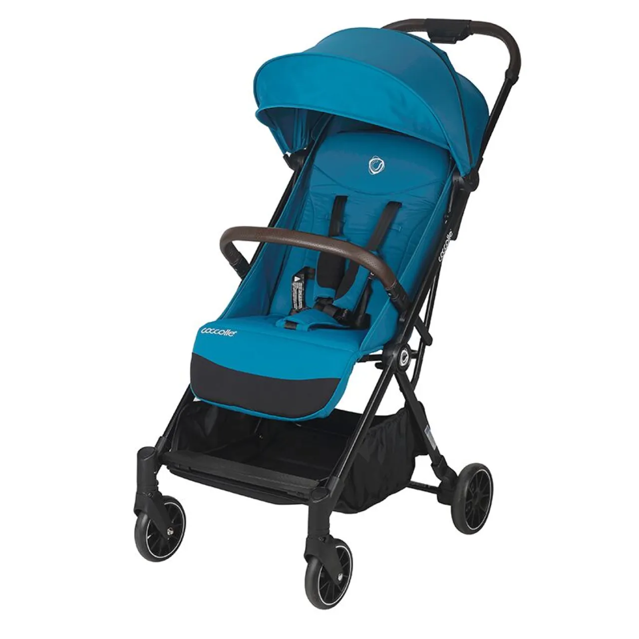Autofold sport stroller Coccolle Melia, Aluminium frame anodized, XXL canopy with UV 50+ protection, High ground clearance, pozitie verticala dupa pliere, certified up to 22 kg, Deep Turquoise