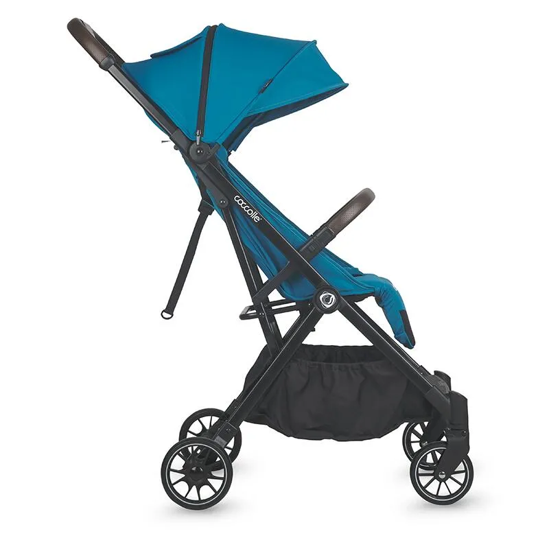 Autofold sport stroller Coccolle Melia, Aluminium frame anodized, XXL canopy with UV 50+ protection, High ground clearance, pozitie verticala dupa pliere, certified up to 22 kg, Deep Turquoise