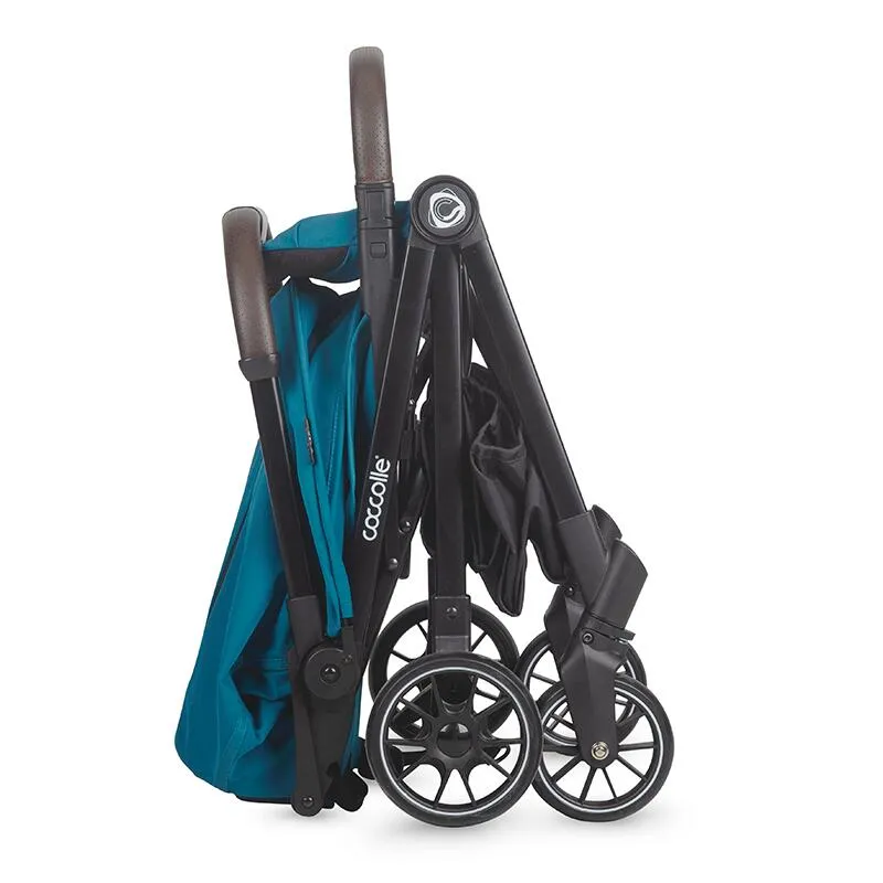 Autofold sport stroller Coccolle Melia, Aluminium frame anodized, XXL canopy with UV 50+ protection, High ground clearance, pozitie verticala dupa pliere, certified up to 22 kg, Deep Turquoise