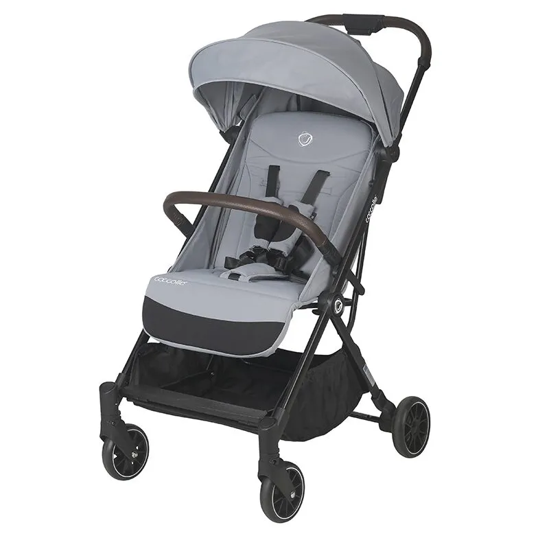 Autofold sport stroller Coccolle Melia, Aluminium frame anodized, XXL canopy with UV 50+ protection, High ground clearance, pozitie verticala dupa pliere, certified up to 22 kg, Greystone