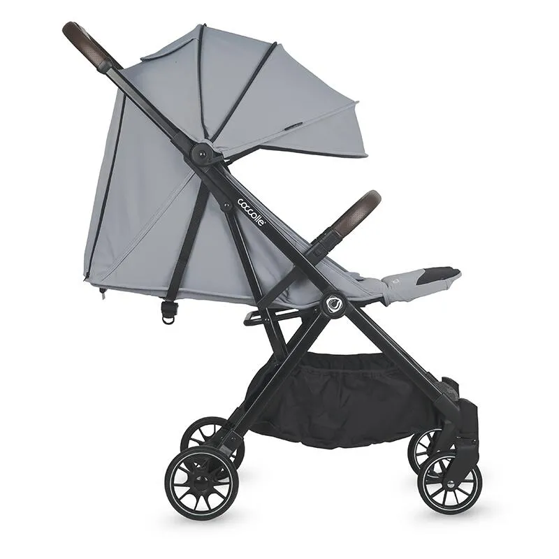 Autofold sport stroller Coccolle Melia, Aluminium frame anodized, XXL canopy with UV 50+ protection, High ground clearance, pozitie verticala dupa pliere, certified up to 22 kg, Greystone