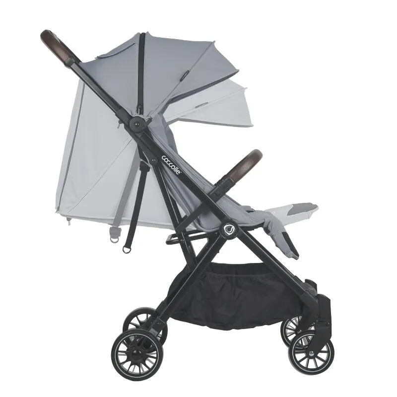 Autofold sport stroller Coccolle Melia, Aluminium frame anodized, XXL canopy with UV 50+ protection, High ground clearance, pozitie verticala dupa pliere, certified up to 22 kg, Greystone
