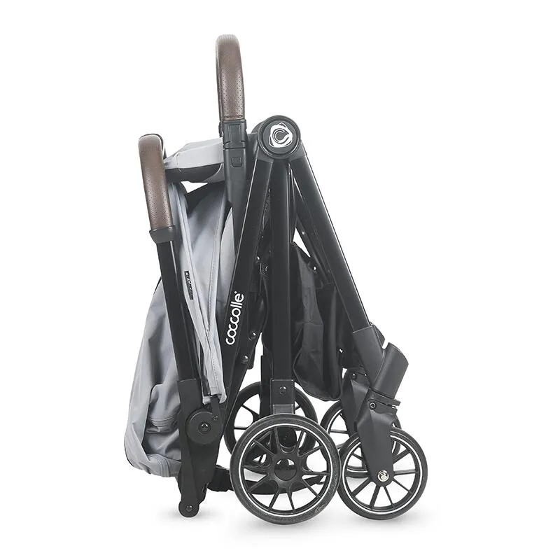 Autofold sport stroller Coccolle Melia, Aluminium frame anodized, XXL canopy with UV 50+ protection, High ground clearance, pozitie verticala dupa pliere, certified up to 22 kg, Greystone